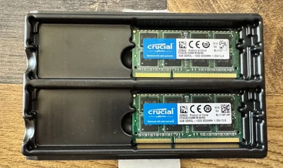 CRUCIAL DDR3L 1333MHz  8GB 2x 4GB PC3L-10600 Laptop SODIMM Memory RAM 1.35V 204P - Image 1 of 3
