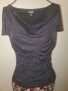 Vintage Allen B Allen Schwartz Size S Black With Purple Glitter - Picture 1 of 6