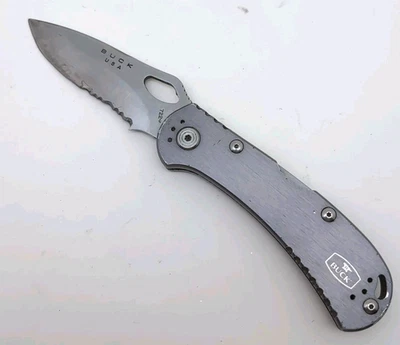 Cuchillo de bolsillo Buck 2014 EE. UU. Spitfire 722 combo hoja clip de cinturón plateado BUCK17 Foto 1 de 4