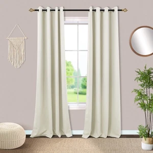 Beige Gardinen 72 x 84 Wohnzimmer 2 Paneele Verdunkelung Raum Verdunkelungsvorhänge - Bild 1 von 7