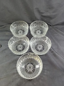 Vintage Diamond Point Arcoroc Frankreich Starburst Glas 5" D Schale Schüssel 5er Set Lot - Bild 1 von 9