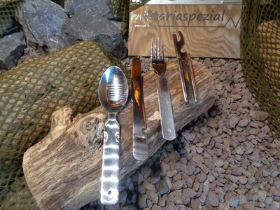 Original NL Armee Essbesteck 4 Teile Messer / Gabel / Löffel Edelstahl M.V.D NEU - Bild 1 von 3