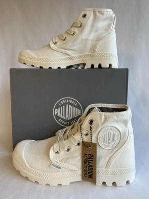 Palladium Pampa Hi Boots Womens Size 6.5 Star White Canvas Lug Sole 92352-116-M - Image 1 of 4