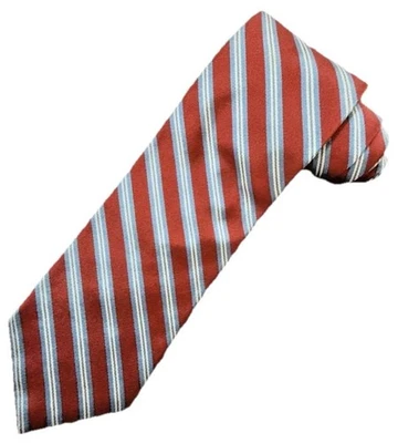 Corbata Brooks Brothers Makers seda roja plata azul rep para hombre 4x62 larga ancha Foto 1 de 4