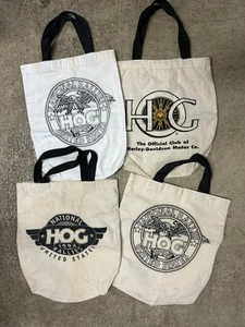 Harley-Davidson HOG borsa tote in tela beige 15"x16" borse vintage lotto di 4 - Foto 1 di 6