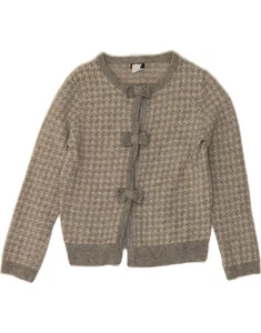 J. CREW Womens Crop Cardigan Sweater UK 10 Small Grey Houndstooth Wool ZM08 - Picture 1 of 3