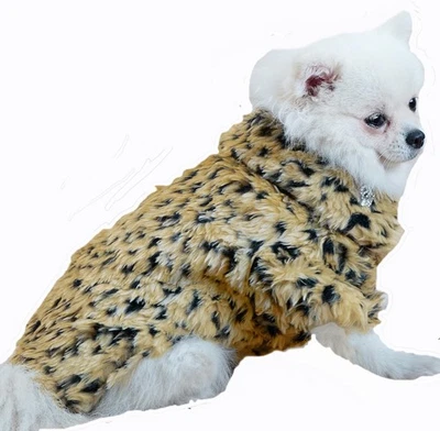 Abrigo suéter cálido de lujo con diseño de botones de piel sintética de leopardo para perro mascota para Chihuahua... Foto 1 de 4