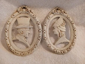 Rare Vintage Cast Iron Wall Cameo Plaques Victorian Revival Style - Picture 1 of 6