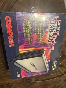 Vintage COMP USA External Hard Drive USB 2.0 NEW IN BOX 80GB 7200 RPM - Picture 1 of 18