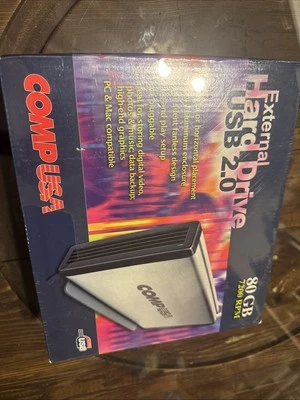 Vintage COMP USA External Hard Drive USB 2.0 NEW IN BOX 80GB 7200 RPM - Image 1 of 4