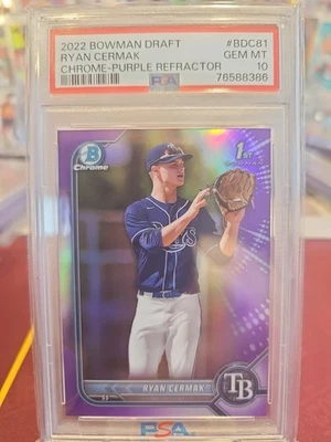2022 Bowman Draft Ryan Cermak Chrome Purple Refractor / 250 Psa 10 - Image 1 of 3
