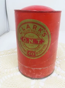 Antique Clarks ONT Four Cord Thread Spool 6000 Yds Black - Picture 1 of 4