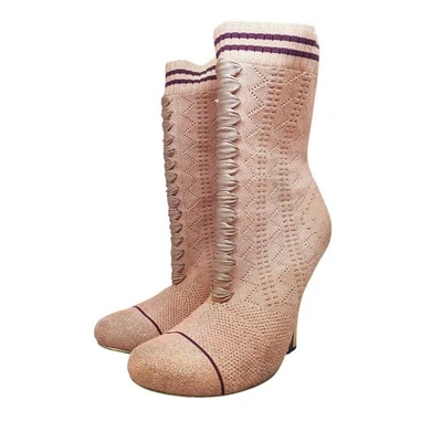 FENDI Botas Cortas Zapatos EU 37 US 7 Rosa Auténtico - Imagen 1 de 4