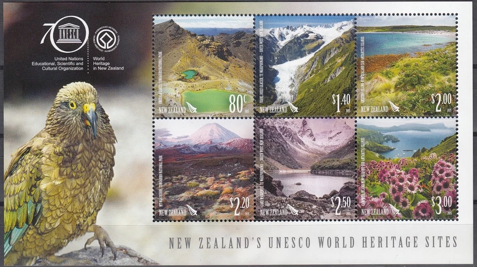 NEW ZEALAND 2015 UNESCO World Heritage Sites, Miniature Sheet MNH - Image 1 of 1