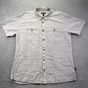 Patagonia Shirt Mens XL Gray Back Step Hemp Pockets Short Sleeve Button Up - Picture 1 of 10