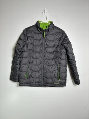 Abrigo acolchado LL Bean Down niños 14/16 gris escuela invierno forro polar sin capucha Foto 1 de 4