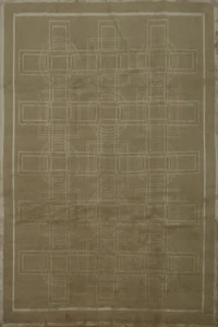 Klassischer nepalesischer handgeknüpfter Vorleger 8x10 mit dezentem architektonischem Design Teppich - Bild 1 von 15