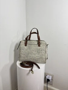 Fossil Sydney Satchel Medium Canvas Polka Pattern - Picture 1 of 4