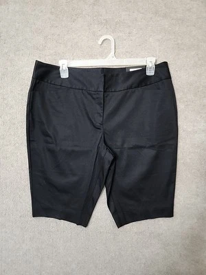 Worthington Modern Fit Bermuda Dress Shorts Womens 16 Satin Black NEW - Image 1 of 4