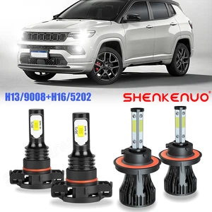 For Jeep Compass 2010 LED Headlight Bulbs Hi/Low Beam+Fog Light Kit 6500K White - Picture 1 of 17