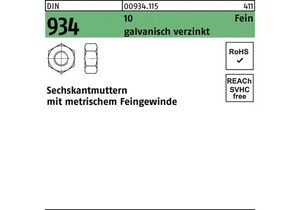 Reyher Sechskantmutter DIN 934 M 14 x 1,5 10 galvanisch verzinkt - Bild 1 von 1