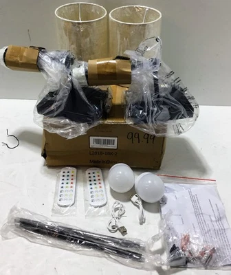 Juego de 2 Apliques de Pared a Batería, Pantalla de Tela Recargable Inalámbrico NEGRO Foto 1 de 4