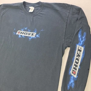 Vintage Hoyt Archery Blue Flame Long Sleeve Shirt Gildan 2XL Black Faded Rare - Picture 1 of 21