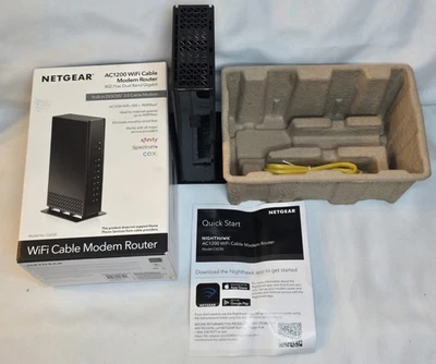 NETGEAR Cable Modem with Built-in WiFi Router AC1200 DOCSIS 3.0 No AC Adapt.  - Image 1 of 4