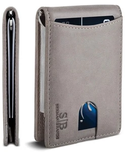 RFID Blocking Slim Bifold Genuine Leather Minimalist Front Pocket Wallets for... - Picture 1 of 6