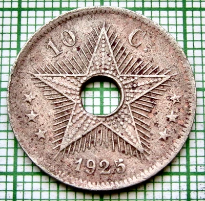 BELGIAN CONGO ALBERT I 1925 10 CENTIMES colonial coinage minor discolour - Image 1 of 4