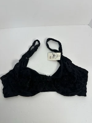 Nuevo con etiquetas Sujetador Cato Talla Grande 38D Negro Brillo Terciopelo Detalles Foto 1 de 4