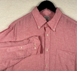 Brooks Brothers Hemd Herren Large Rosa 100% Leinen Button Down Langarm - Bild 1 von 6