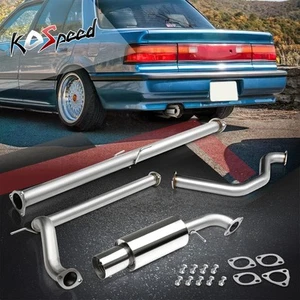 4''ROLL MUFFLER TIP+SILENCER CATBACK EXHAUST SYSTEM FOR 88-91 CIVIC 4DR 1.5/1.6L - Bild 1 von 5