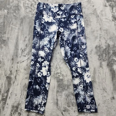 Leggings de inmersión para mujer L azul blanco floral tiro alto bolsillo elástico entrenamiento gimnasio yoga Foto 1 de 4