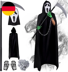 Scream Kostüm Erwachsene, Halloween Sensenmann Kostüm Set, Ghostface Costume Mit - Bild 1 von 12