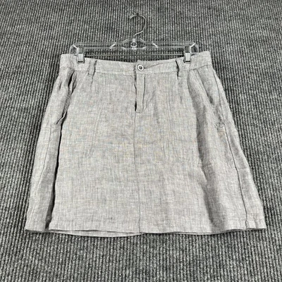 Horny Toad Skirt Womens 6 Gray Lithe Venti 100% Linen Casual Pockets Summer - Image 1 of 4