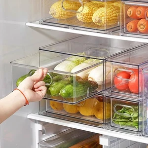 Fridge Drawers, 3-Pack Clear Stackable Pull Out Refrigerator Organizer Bins, ... - Picture 1 of 7