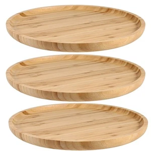 3 Pack 10 Inch Bamboo Round Platter, Fine Polished Round Wood Plates Bamboo S... - Picture 1 of 8
