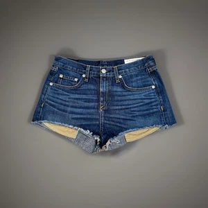 RAG & BONE Mila Cut-off Frayed Hem Distressed Denim Shorts Size 26 - Picture 1 of 8