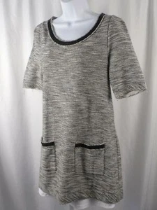 POSTMARK BY ANTHROPOLOGIE Black White Tweed Short Short Sleeve Dress Sz M - Picture 1 of 9