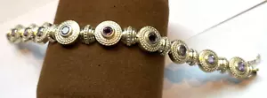 Sterling Silver & Amethyst Bracelet 8" - Picture 1 of 7