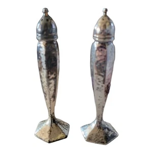 Antico shaker sale e pepe placcato argento anni '20 con patina B Mfg #2890 6 pollici - Foto 1 di 6