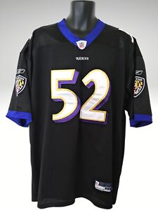 Reebok NFL Baltimore Ravens Ray Lewis Stitched Black Size 54 On Field Jersey #52