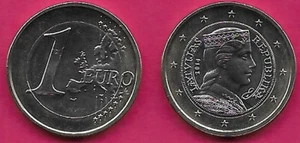 LETTLAND 1 EURO 2014 EIN LETTISCHES VOLKSMÄDCHEN IM PROFIL, ORIGINAL AUF DER REV ABGEBILDET - Bild 1 von 1