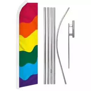 Rainbow Swooper Advertising Flag & Pole Kit - Picture 1 of 9
