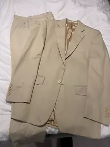 Charles Tyrwhitt Cream Men’s Suit 38L 32W34L Trousers Jacket Beige - Picture 1 of 8