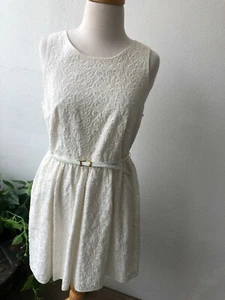 Tokito White Sleeveless Cotton Flare n Flare Dress w' Belt Size 12 New w' Tags - Picture 1 of 11