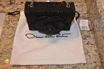 RARO BOLSO BANDOLERA OSCAR DE LA RENTA NEGRO CRISTAL TRO BOLSO DE MANO NOCHE DE VACACIONES Foto 1 de 4