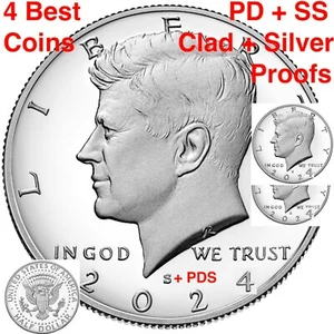 2024 PDSS Kennedy Half Dollar 2x Biz Strike + Clad & Silver Proof P D S S JFK - Bild 1 von 17