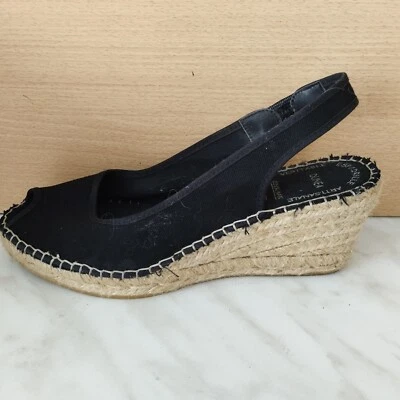 ESPADRILLE  ARTISANALE  DUNEA TALON COMPENSE COUSU MAIN T38 NOIRE FRANCE - Photo 1/4